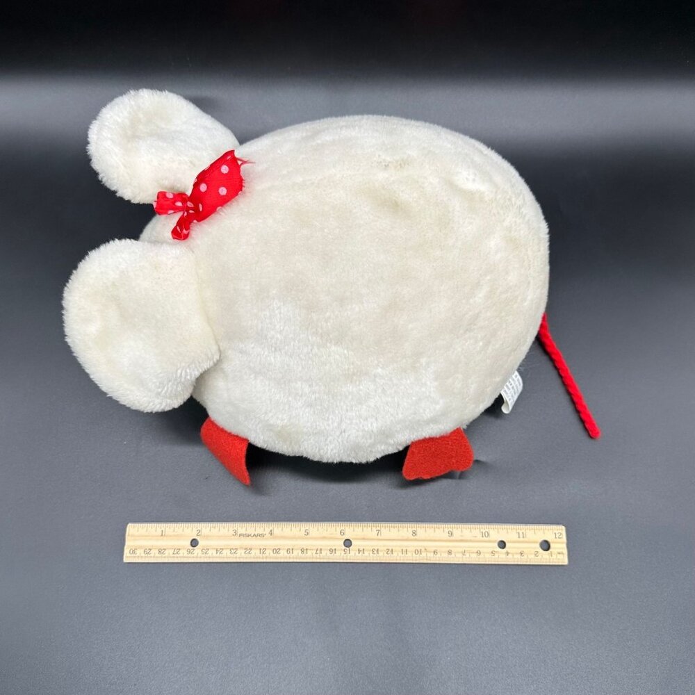 Vintage White Plush Mouse Toy Stuffed Animal Walmart Exclusive 1980s Retro Red - Picture 10 of 10